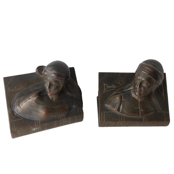 Jennings Brothers Dante & Beatrice Bronzed Bookends (A5004) - Picture 3 of 5